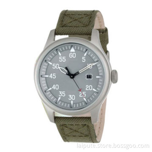 Top Branded Custom Military Field Green Nylon Strap Big Size Sport Watch with Quick Date Feature